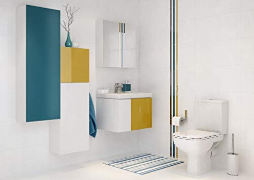 Keramik Stand- WC Toilette Komplett -Design- Set mit Spülkasten WC- Sitz aus Duroplast mit Absenkautomatik SoftClose-Funktion für waagerechten Abgang Wasseranschluss Spülrandlos Colour – Bild 7