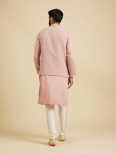 Image of Manyavar Men's Rayon Blend Textured Ethnic Jacket (1pc)