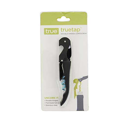 True Truetap Double Hinged Waiter’s Corkscrew, Matte Black Wine Bottle Opener With Foil Cutter, Wine Key #TOP6
