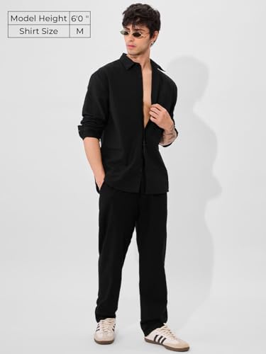 Image of The Souled Store Solid Linen: Beige Color Men and Boys Regular Outdoor Fit Full Sleeve Collared Neck Spread Collar Casual Wear Stylish Comfortable Premium Elegant Cotton Shirts
