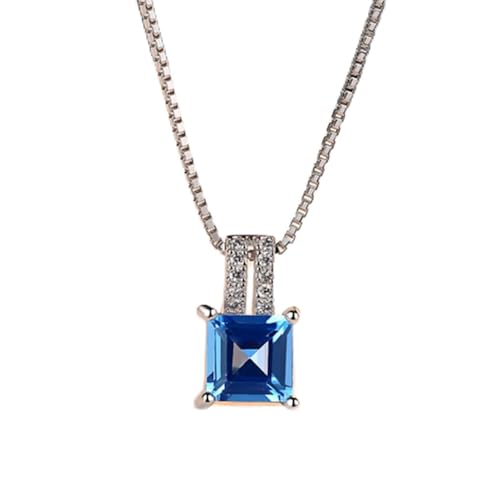 Pendentif Topaze Bleue et collier argent 925 de 45 cm pour femme