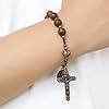 Nazareth Store Wood Beads One Decade Rosary Bracelet Handmade Car Mirror Catholic Prayer Beads with St. Michael Medal and Cross Travel-Friendly, Wooden Chaplet (St benedict & St benedict cross) #1