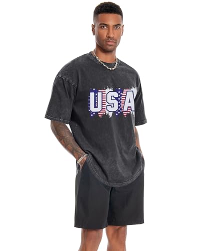 Image of Oversized Tshirts for Men Short Sleeve Vintage Washed Basic Loose Tees 2026