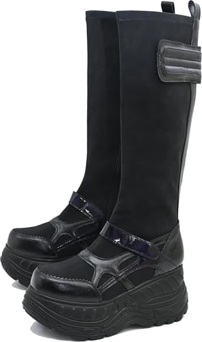 ストレッチフラット厚底ロングブーツ