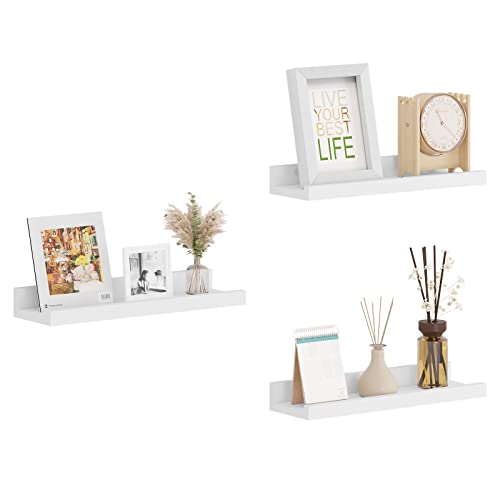 EUGAD Wandregal 3er Set, Schweberegal Weiß, Bilderleiste für...