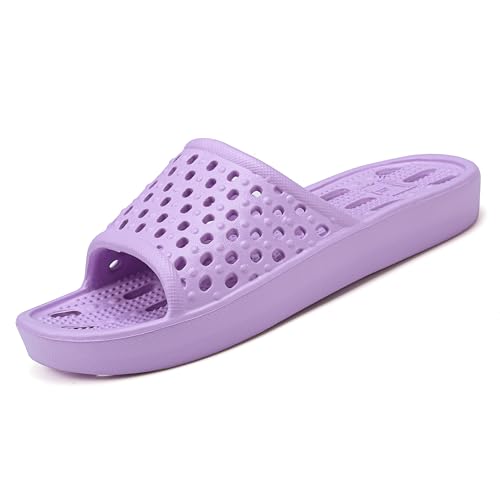 Image of clootess Shower Shoes Slide for Men and Women Holes Bath Slipper Bathroom Sandal Pool Gym College Dorm Non-Slip