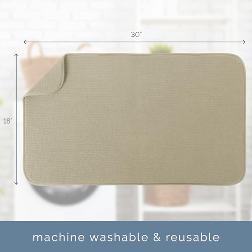 Image of S&T INC. Dish Drying Mat Jumbo, 18 inch x 30 inch, Absorbent Microfiber Kitchen Counter Mat, Dish Drying Pad for Dishes, Utensils, Pots and Pans, Jumbo, Pure Cashmere