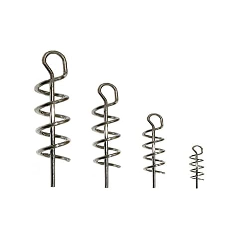 Aoyoho 4 Size 150pcs Soft Lure Bait Spring Twist Lock Outdoor Fishing Crank Hook Centering Pin for Soft Lure Bait Worm Crank Cover