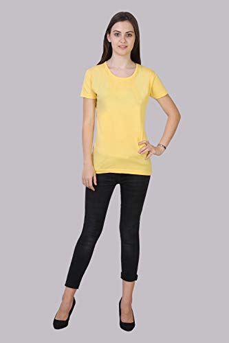 Image of FLEXIMAA Women's Cotton Plain Round Neck Half Sleeve T-Shirt