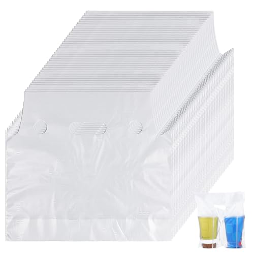 Nodaaiie 250 Pcs Handle Drinking Bags, 2 Cups Clear Plastic
