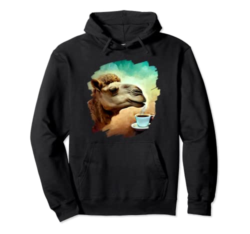 Llama Beber Café Té Divertido Llama Alpaca Sudadera con Capucha