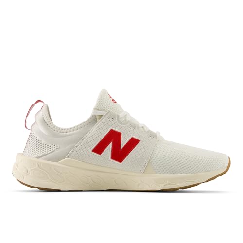 New Balance New Balance Men's Fresh Foam X Cruz V3 Running Shoe, Sea Salt/Team Red/Permafrost, 7 W