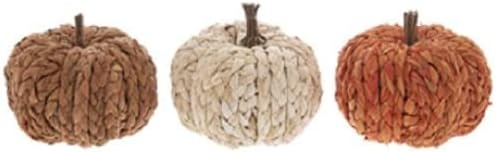 3 Braided Pumpkins Mix Home Autumn Fall Table Decoration 4" Height