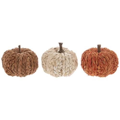 3 Braided Pumpkins Mix Home Autumn Fall Table Decoration 4' Height