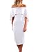 Alvaq Women Summer Sexy Off Shoulder Bodycon Club Midi Ruffle Dresses Party Cocktail Dress Medium White,White,Medium