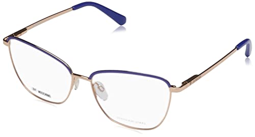 Moschino Love Mol594 lunettes luxe bleu et or en acier au design géométrique affiné