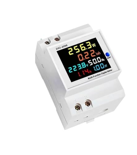 Single Phase Energy Meter Din Rail Electricity Usage Monitor AC 40-300V 100A Voltmeter Ammeter Watt Kwh Frequency Power Meter(40-300V Built-in CT)