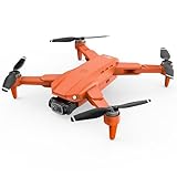 GPS Drone with 4K Camera, Foldable Quadcopter with 3 Batteries, WiFi FPV RC Aircraft (Orange, Dual Battery)