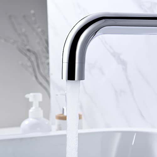 Sumerain Tub Filler Wall Mounted Tub Faucet High Flow Bathtub Faucet Chrome Finish With Rough In Valve, Extra Long Spout And Cross Handles #TOP3