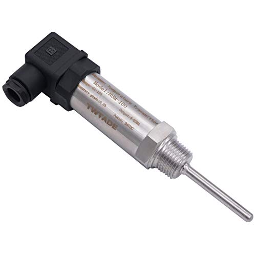 TWTADE Industrial Temperature Sensor Temperature Transmitter -50°C~+150°C, 2-Wire 4-20mA Signal Output 1/2" NPT, Male Thread, Probe Rod Length: 50MM
