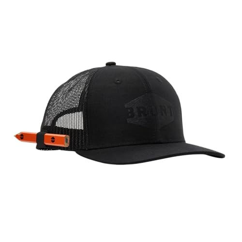 BRUNT Curved Brim Snapback - Black - Work Hat with Built-in Pencil Holder - One Size Fits Most