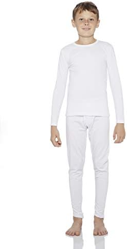 Rocky Thermal Underwear for Boys (Thermal Long Johns Set) Shirt & Pants, Base Layer w/Leggings/Bottoms Ski/Extreme Cold (White - Medium)