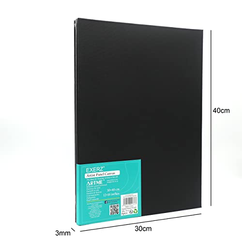 Exerz 30x40cm Canvas Panels Black, 3mm 280gsm 100% Cotton Artist Canvas Board/Triple Primed/Acid Free/Medium Grain - Image 2