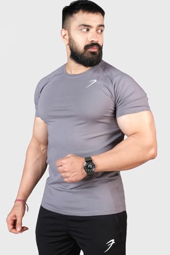 Image of FUAARK Men's Solid Slim Fit Sports Gym T-Shirt