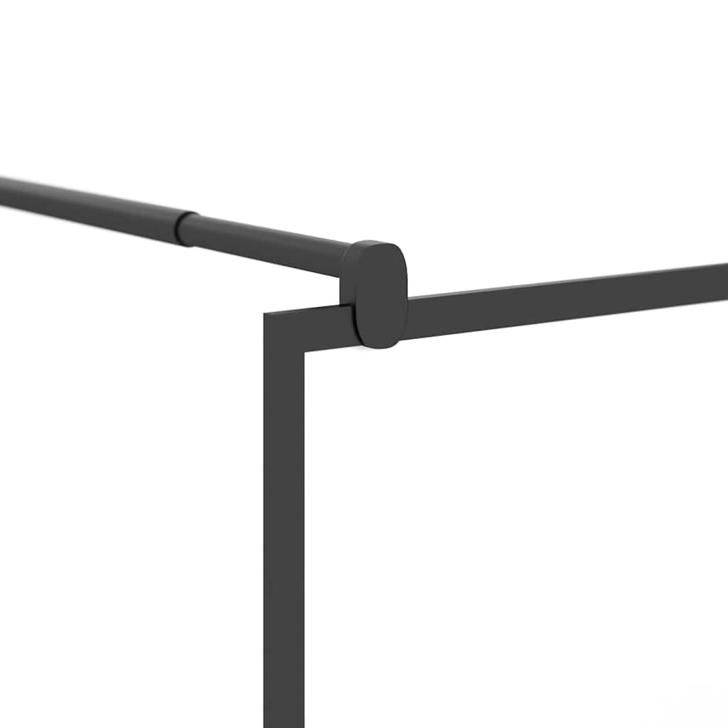 Ścianka prysznicowa Walk-In 90 x 195 cm półmatowe szkło ESG czarne z aluminiową ramą, regulowana, ochrona przed pryskaniem, stabilny drążek podporowy, nowoczesna ścianka działowa