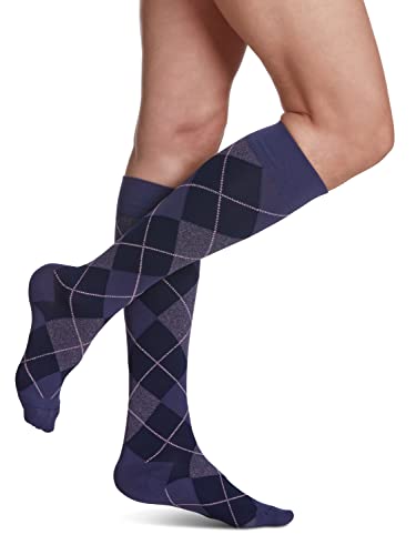 Image of Sigvaris Women's Style Microfiber Patterns 830 Closed Toe Calf-High Socks 20-30mmHg