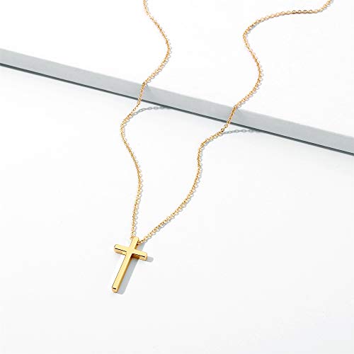 M MOOHAM Cross Necklace for Women - Dainty Cute Bubble 3D Cross Pendant Necklace Sideways Cross Choker Layered 14K Real Gold Plated Cross Necklace Gifts for Women Girls3