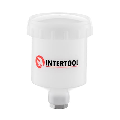 INTERTOOL Paint Gun Cup, HVLP, 125 ml / 125cc, Mini, М14 х 1 mm Thread, Replacement Holder Pot for Most Gravity Feed Small Sprayers, Plastic, Semi-Transparent PT08-1900