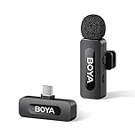 BOYA BY-V10 Wireless Microphones for iPhone 15/16 Series, Android/Laptop with USB-C Port, 100m Range, 9H Battery Life, Noise Reduce Mini Mic Clip on Lapel Microphone for Video Recroding/Youtube/TikTok