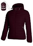 ATLASLAVA Women's Packable Puffer Jacket Hooded LightWeight Down Coat Winter Windproof Warm Quilted Short Wine Red M
