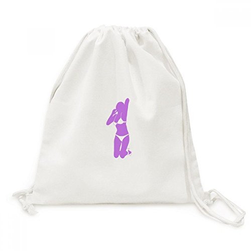 Sac à dos cordon en toile Violet Plump Femmes Kneel DIYthinker pour voyage