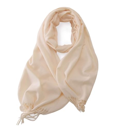 KARMA.DIEM Cashmere Merino Mix - Super Weicher XXL Schal - 180x65cm - Made in Spain - Unisex - Pashima/Stola/Extra Breit für Mann & Frau (Elfenbein/weiss)