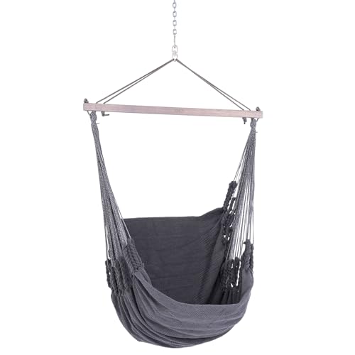 Chico Hängesessel 190 x 95 cm Baumwollgewebe grau-Uni (inkl. Drehwirbel, Karabiner und Kette)