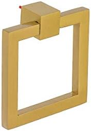 Prima Decorative - Square Ring Pulls 2”–Sand Casted Hand Finished Square Bar Cabinet Ring Pulls for Kitchen Drawers and Wardrobes, Sturdy and Modern Ring Pull Square 2 Inch Ideal for Home and Office –Brushed Brass