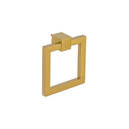 Prima Decorative - Square Ring Pulls 2”–Sand Casted Hand Finished Square Bar Cabinet Ring Pulls For Kitchen Drawers And Wardrobes, Sturdy And Modern Ring Pull Square 2 Inch Ideal For Home And Office –Brushed Brass #TOP3