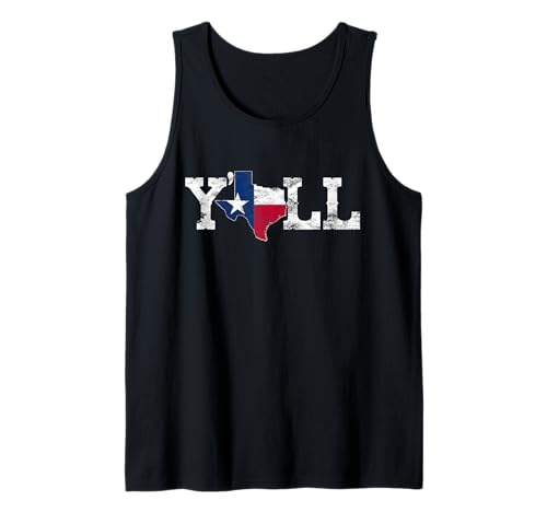Texas Y'all Sweatshirt Texas Shaped Flag Grunge Texas Shape Tank Top