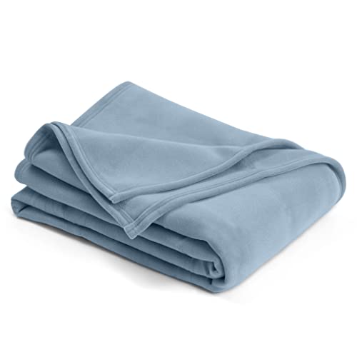 Vellux 1B07038 Original Insulating Core Hotel Style Solid blanket Machine Washable Soft Cozy Warm Pet Friendly Bed Sofa Blankets, Full Queen, Blue