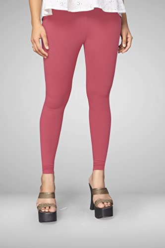 Image of Women's Cotton Skinny Leggings with Ankle Length Solid Pattern Mid Rise and Elastic Closure | Cotton Skinny Leggings for Womens