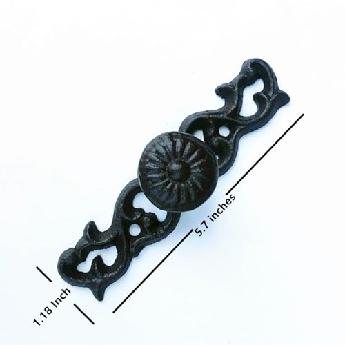 Joyindecor 2 Pack Cast Iron Drawer Pulls - Heavy Duty Vintage Kitchen Cabinet Pull Handles, Knobs for Barn Door, Dresser Vanity Nightstand Cupboard Wardrobe (Black) - Thumbnail 5