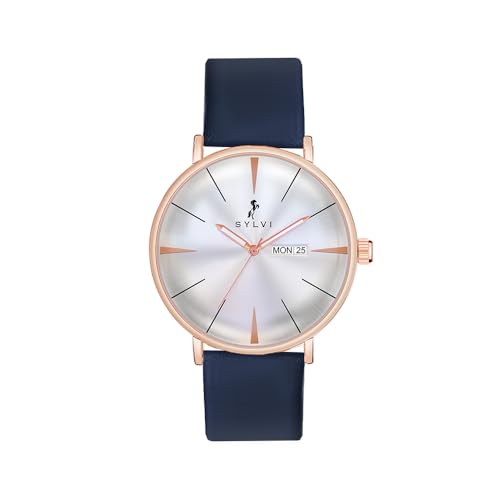 Image of Sylvi Elegadoom Leather Strap Analog Watches for Men with 3D Doom Glass Display Water Resistant Watch