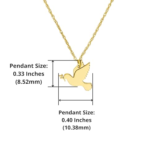 JEWELHEART 14K Solid Gold Charm Necklace - Holy Spirit Peace Dove Pendant Necklace For Women - Small Dainty Protection Necklace - Adjustable Chain 16"-18" Religious Jewelry4