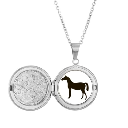 Collier avec médaillon cheval noir en bijoux tendance pour femme