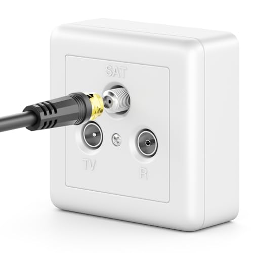 deleyCON 2m SAT TV Kabel Koncentryczny Antenowy HDTV do Telewizji Czterokrotnie Ekranowany DVB-S DVB-S2 Radio DAB z Filtrem Plaszczowym z Rdzeniem Ferrytowym – Czarny