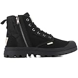 Palladium Men's Pampa Detroit Zip Boot, Non-slip Cotton Lace Up Vegan Boot for Fall Winter, Black, 9 M