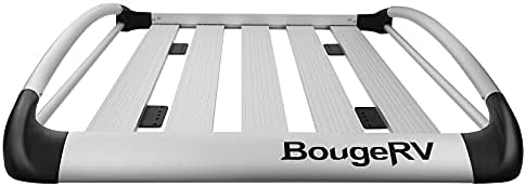BougeRV Anti-Rust Rooftop Cargo Basket 47”x40” Lightweight Aluminum Universal Roof Basket 150LBS Load Capacity Roof Rack Basket Cargo Carrier with Wind Fairing, Fit for SUV Truck Cars, Silver