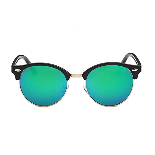 Image of AUGEN By Visions India Retro Vintage Round Abstract Unisex Sunglasses UV400 Protected Medium Size (Green2, 122)